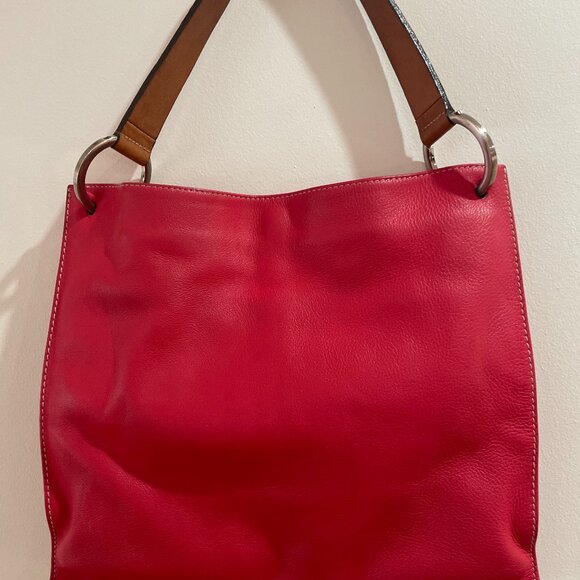 LUIS ESTEVE Red Leather Shoulder Bag Purse With Handle Made in Spain - Picture 2 of 4